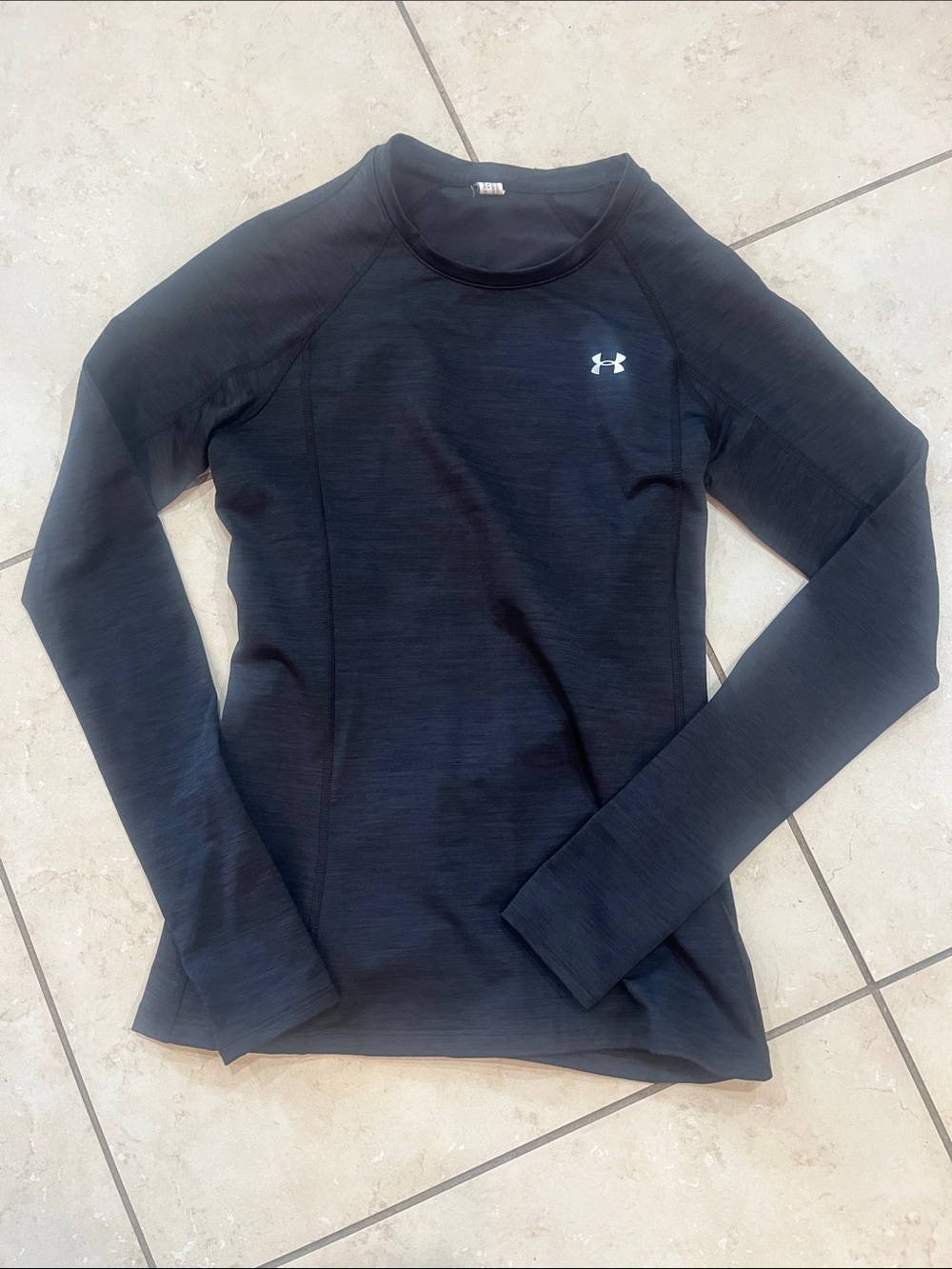 Under Armour Women's Black Long Sleeve Thermal Training Top with White Logo